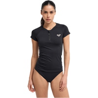 Dames Basis Lycra Cap Sleeve Half Zip Lycra Vest